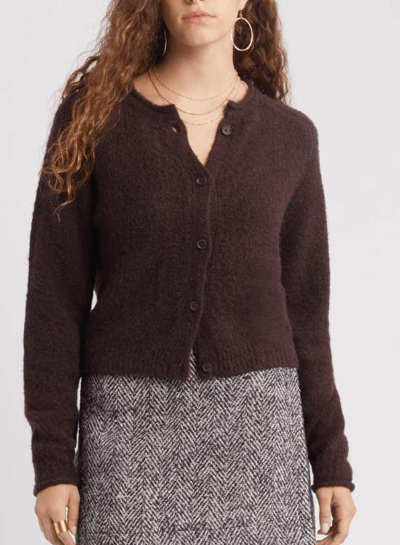 brown cardigan clean girl outfits 